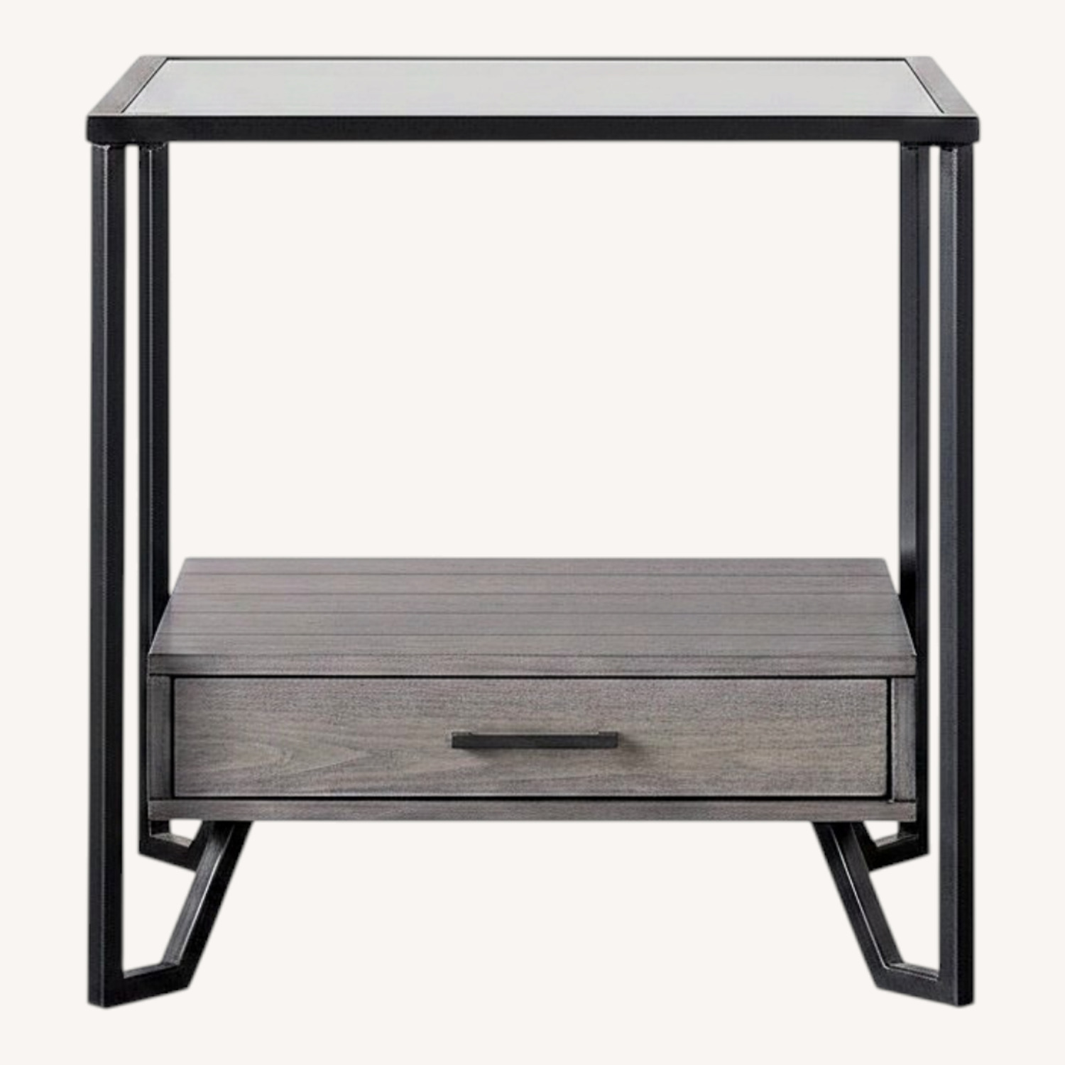 Pair of Glass Top End Tables Each with a Drawer - image-0