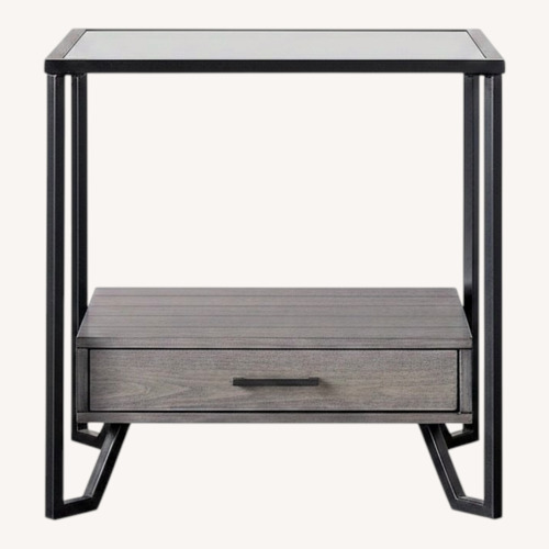Used Pair of Glass Top End Tables Each with a Drawer for sale on AptDeco