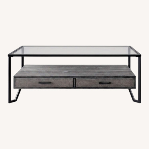 Used Glass Top Coffee Table with Drawers	 for sale on AptDeco
