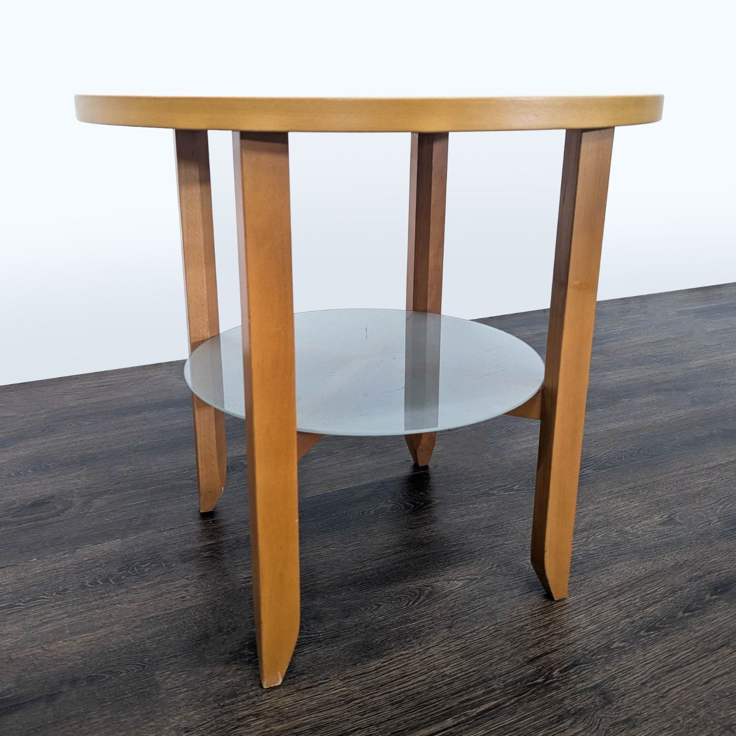 Round Wood End Table with Flat Back  - image-4