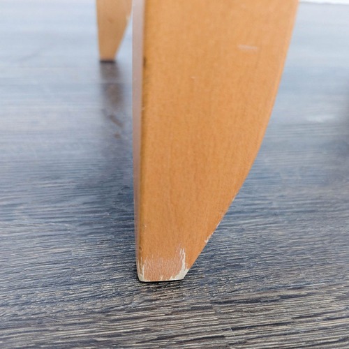 Used Round Wood End Table with Flat Back for sale on AptDeco