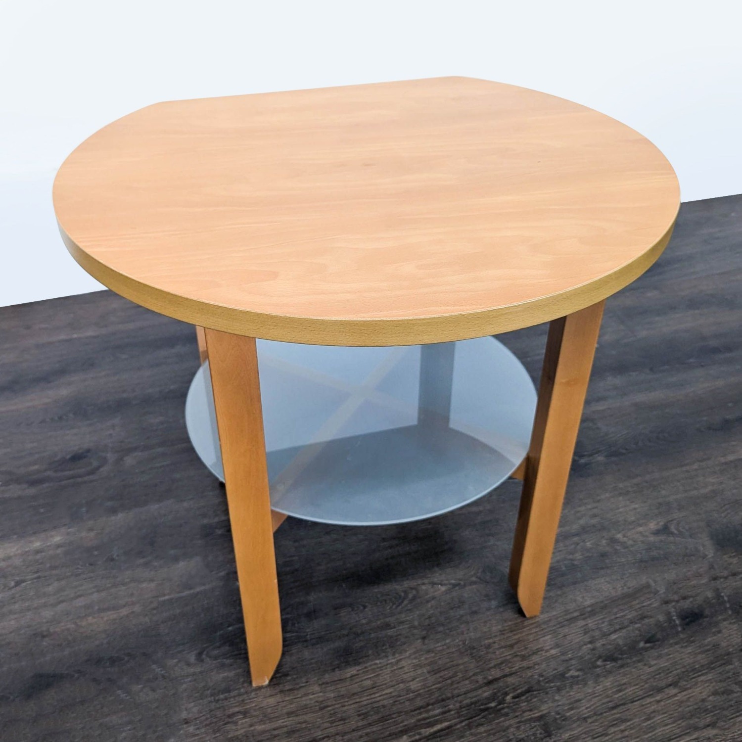 Round Wood End Table with Flat Back  - image-3