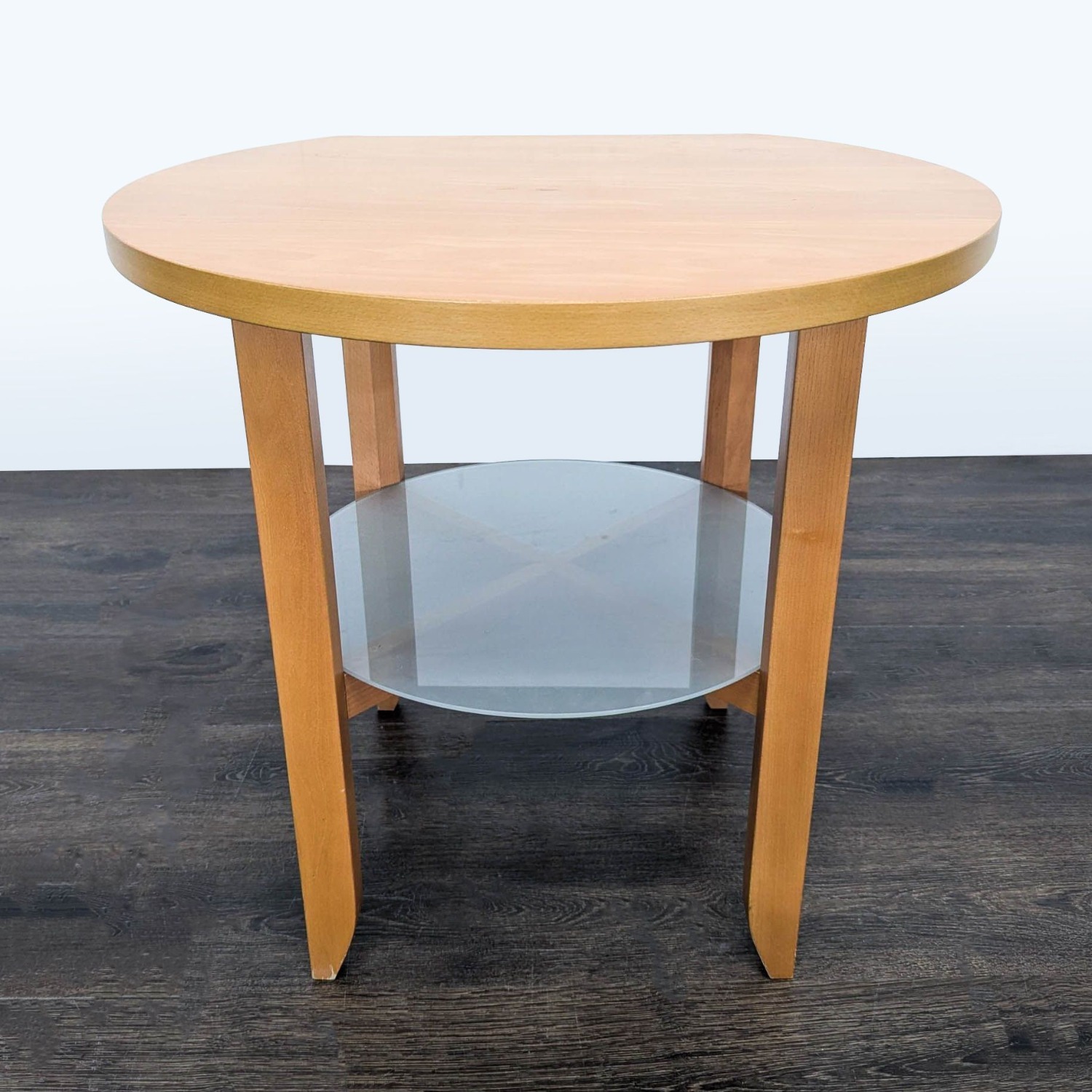 Round Wood End Table with Flat Back  - image-5