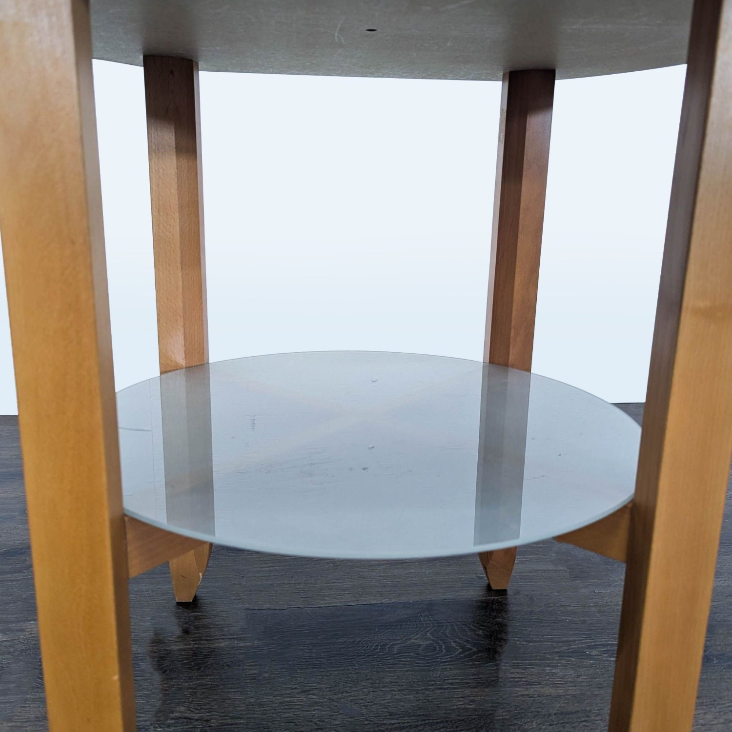Round Wood End Table with Flat Back  - image-2