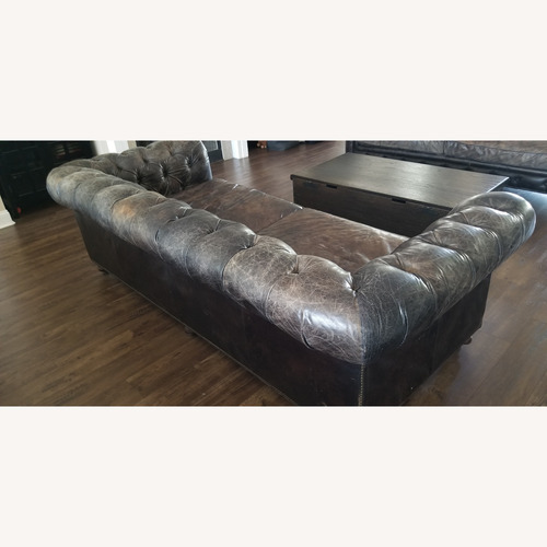 Used Restoration Hardware Kensington Black Leather Sofa for sale on AptDeco
