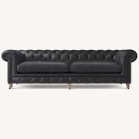Restoration Hardware Kensington Black Leather Sofa