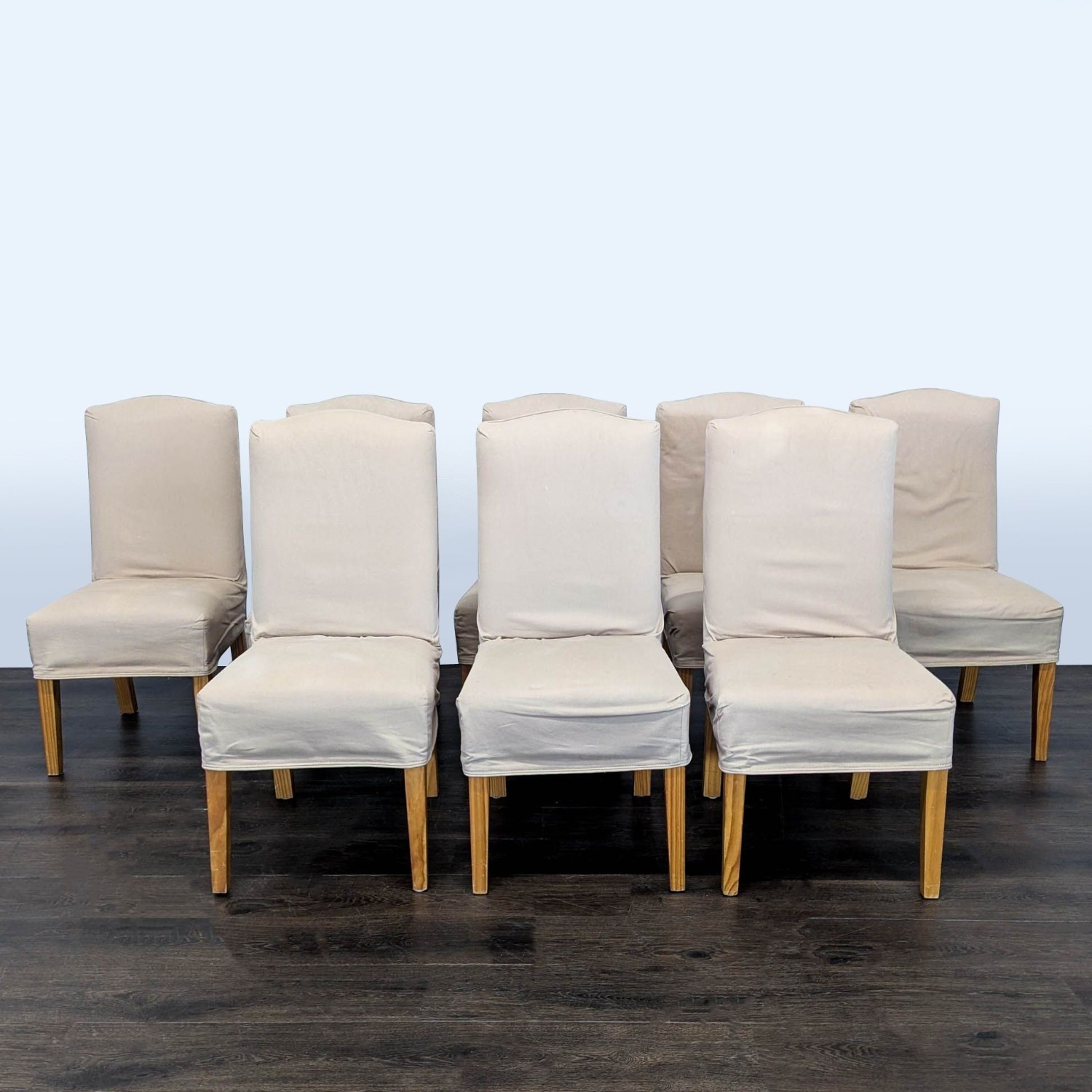 Eight Slip-Covered Dining Chairs	 - image-7