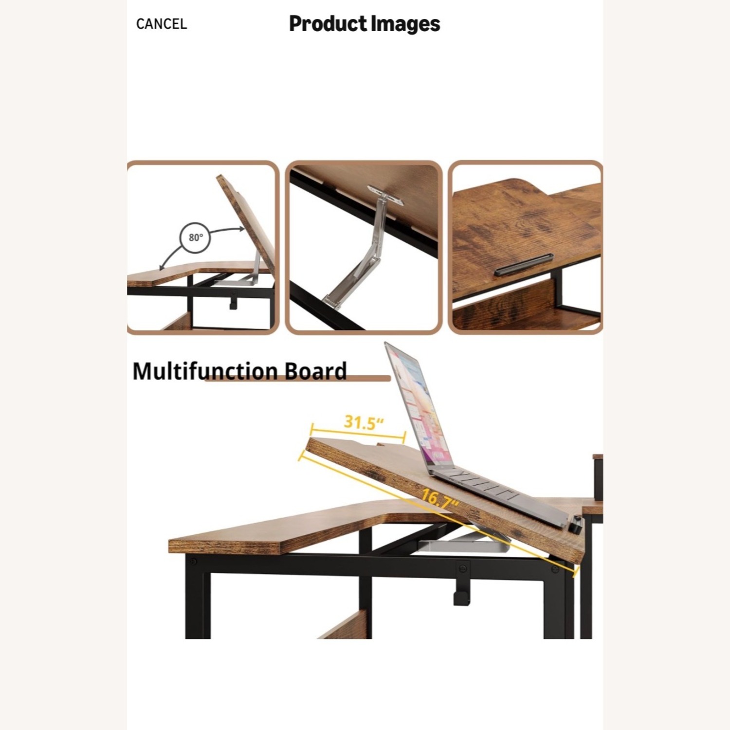Dark Brown Wood Artist Desk - image-2