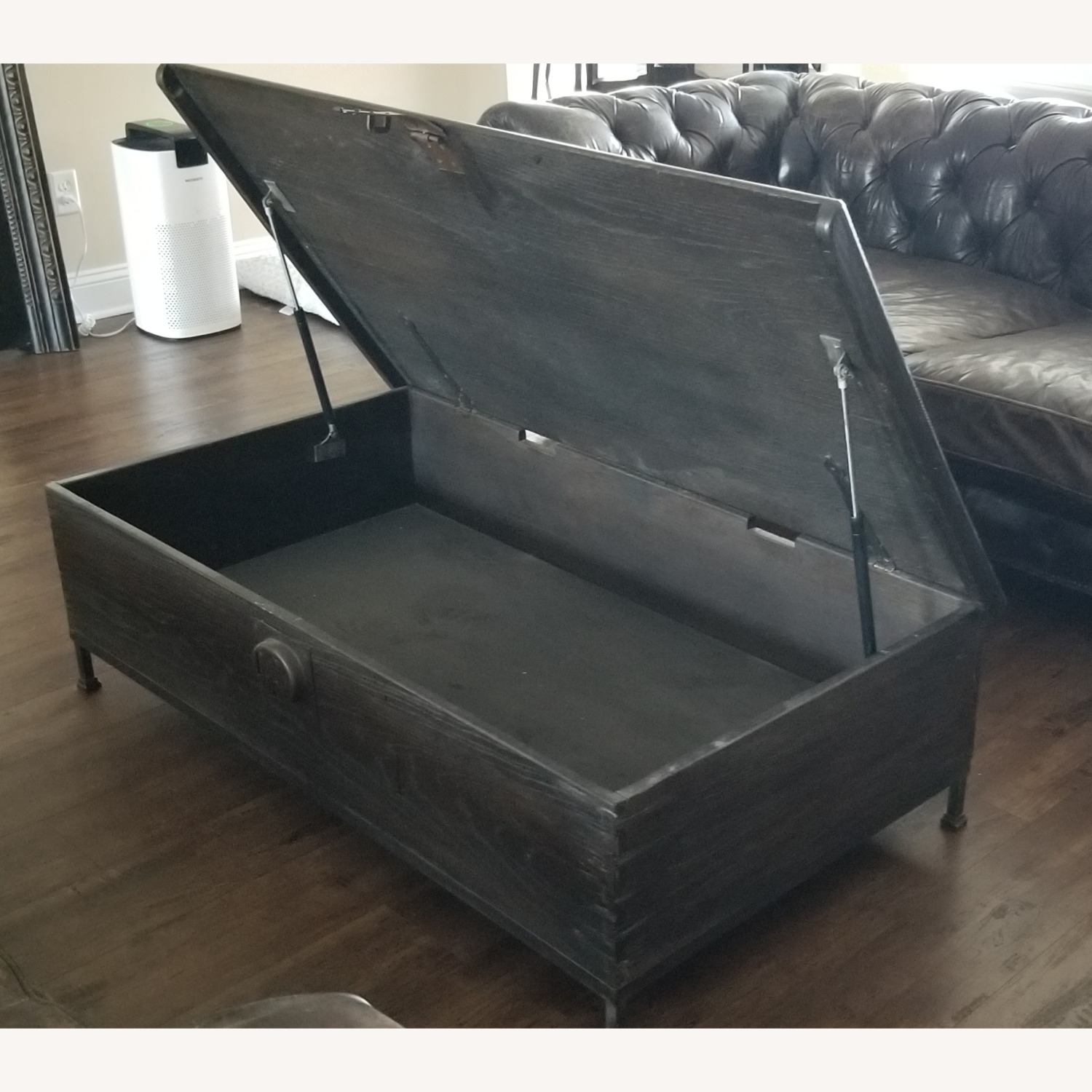 Restoration Hardware Black Wood Coffee Table - image-3