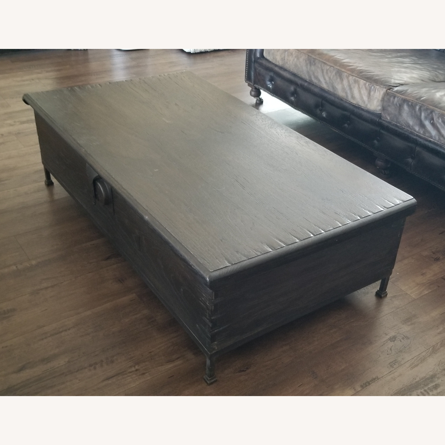 Restoration Hardware Black Wood Coffee Table - image-1