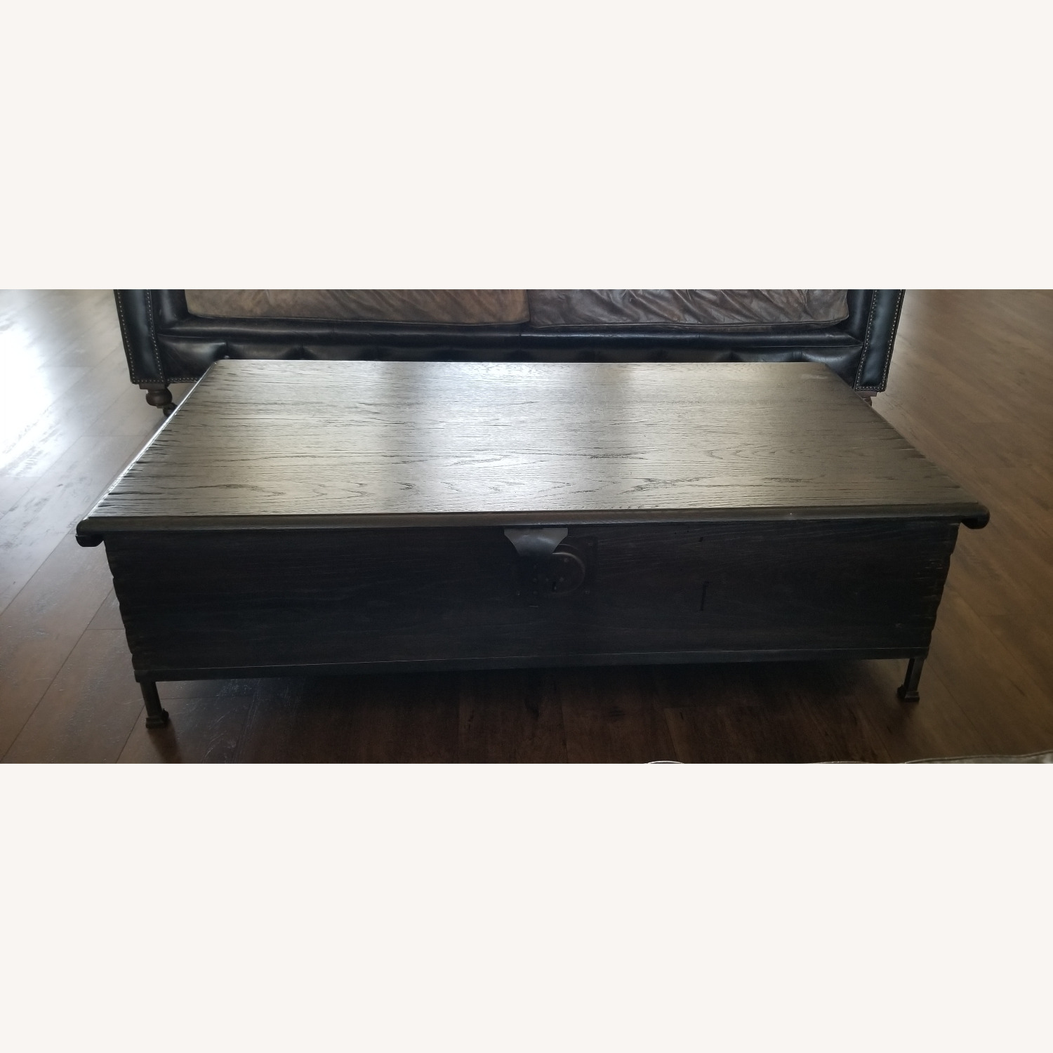 Restoration Hardware Black Wood Coffee Table - image-4