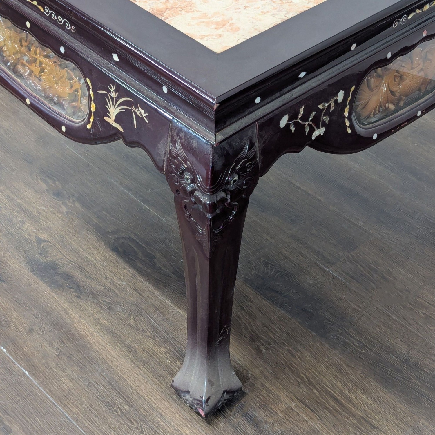Vintage Chinese Marble Top End Table	 - image-7