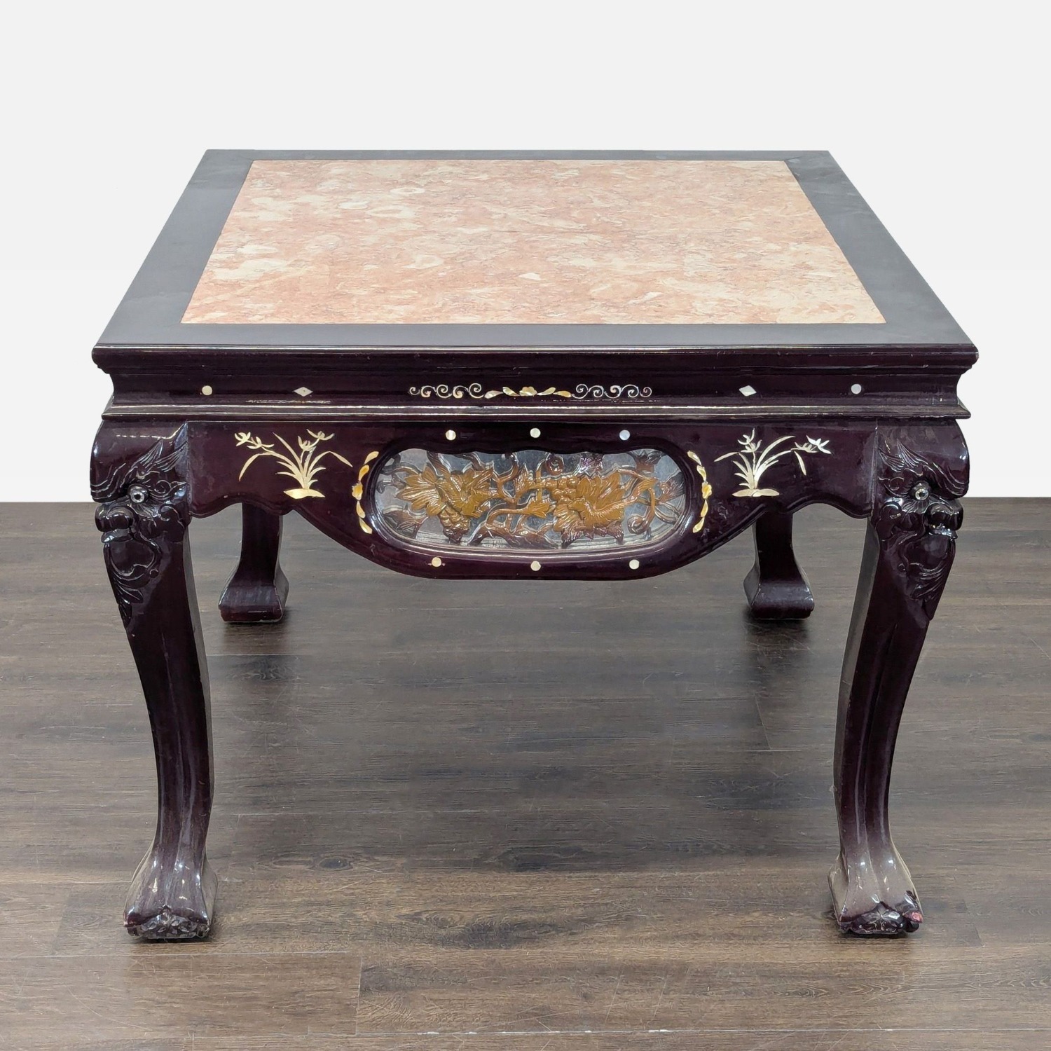 Vintage Chinese Marble Top End Table	 - image-11