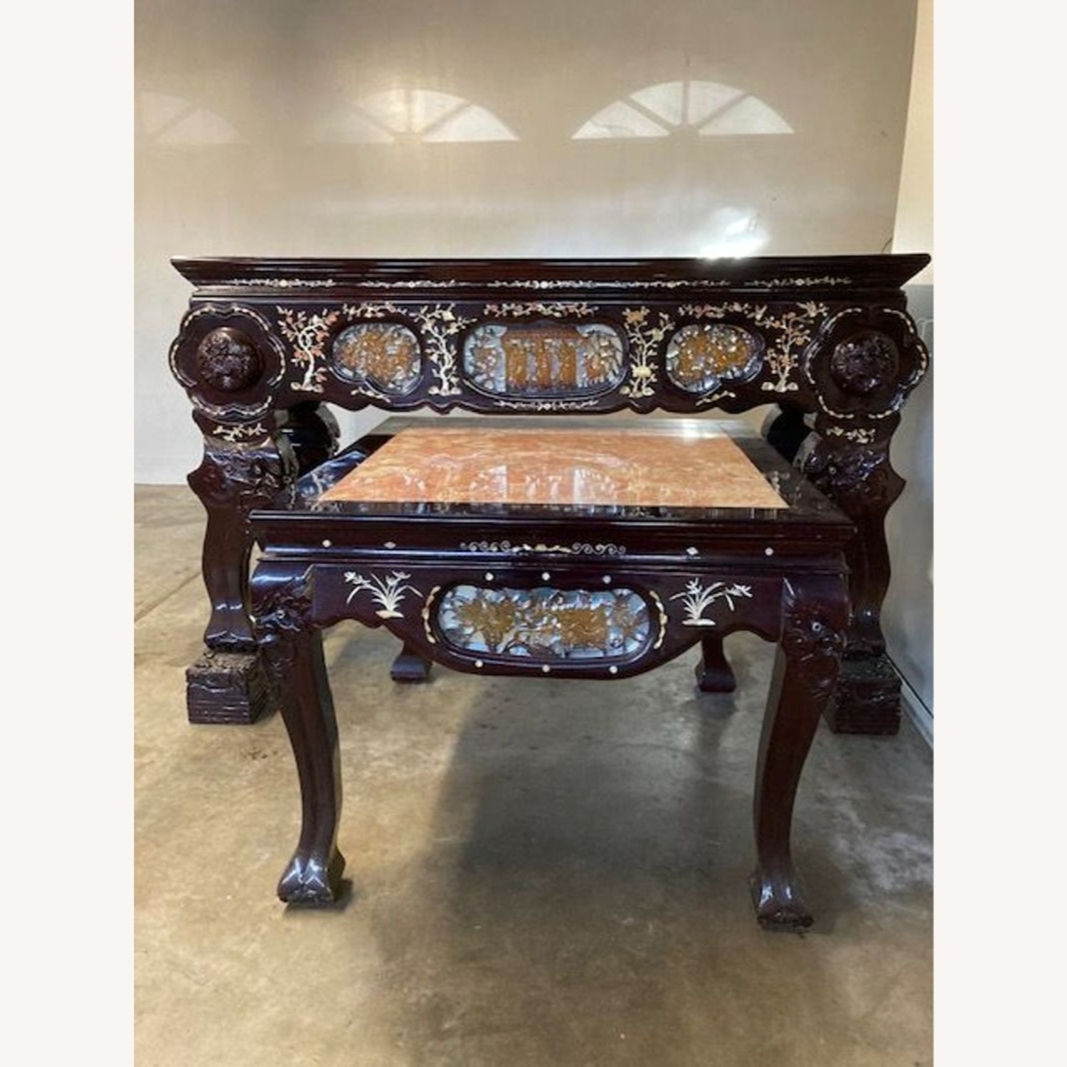 Vintage Chinese Marble Top End Table	 - image-2