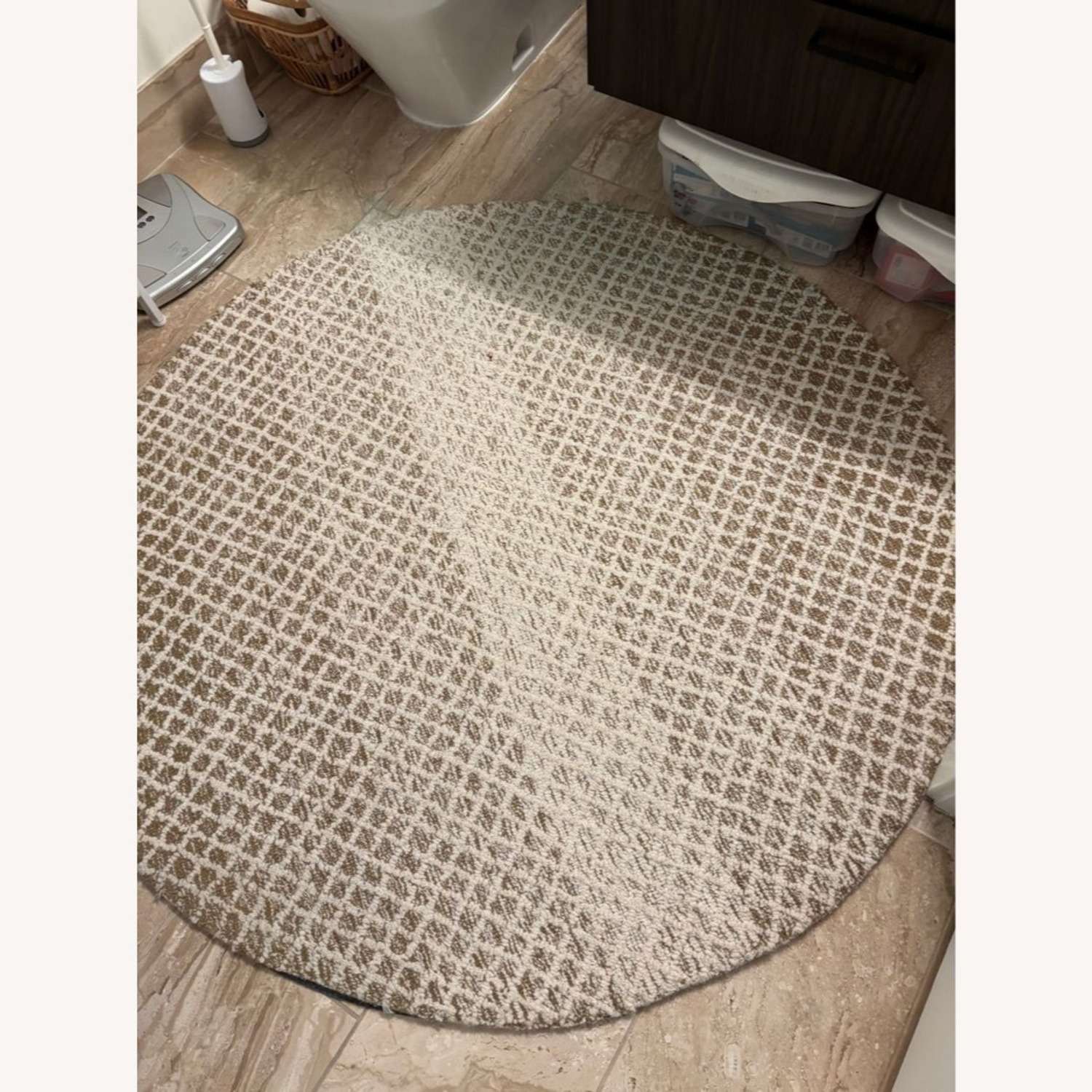 Safavieh 5' Beige/Ivory Wool Micro-Loop Round  Area Rug - image-1