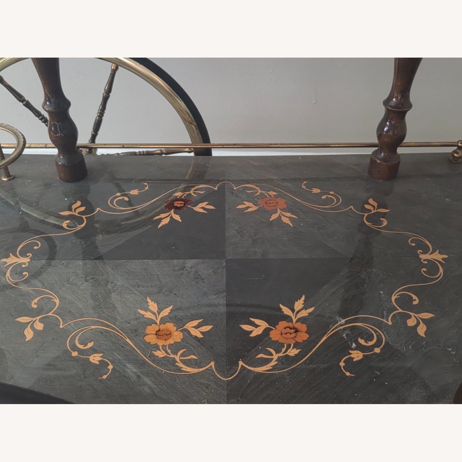 Vintage/Antique Finds Dark Brown Brass Bar Cart - image-7