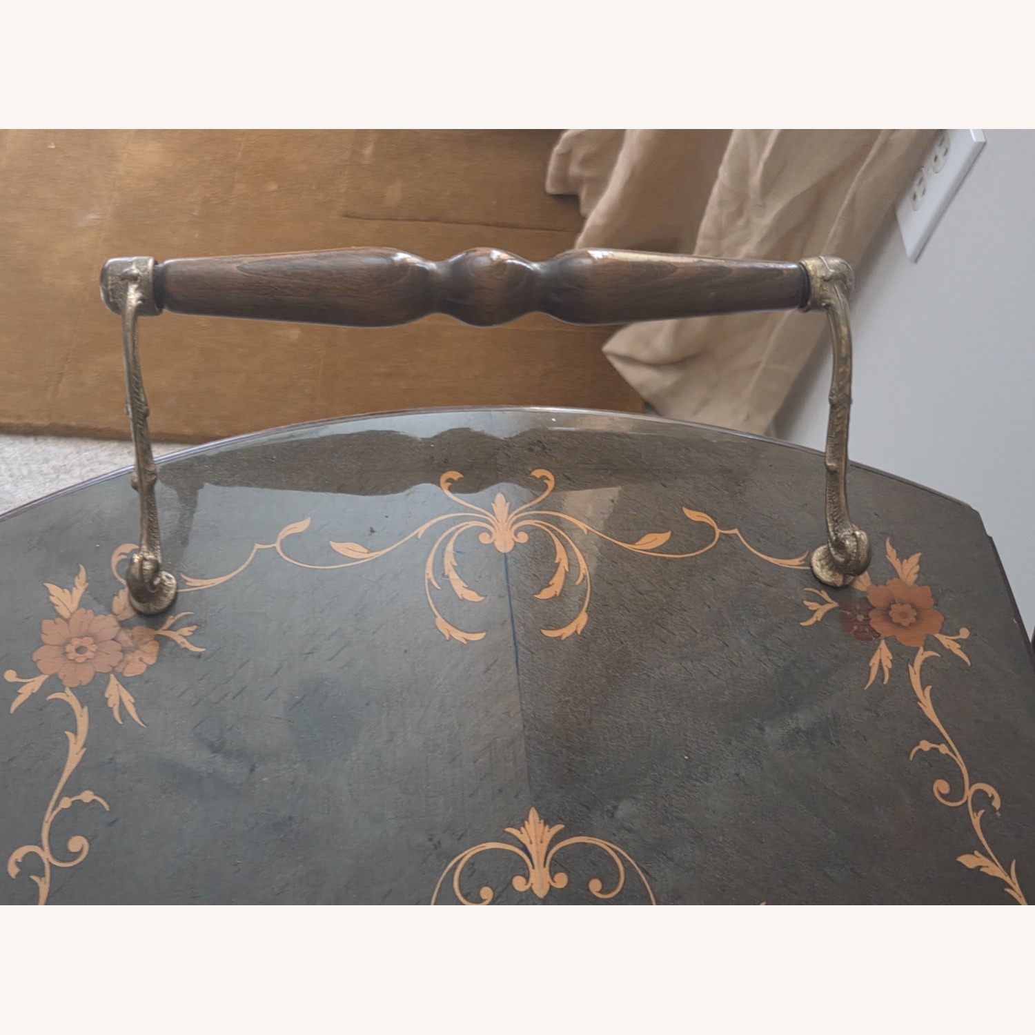 Vintage/Antique Finds Dark Brown Brass Bar Cart - image-4