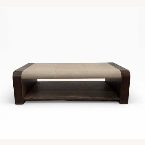 Used Alder & Tweed Leather Top Coffee Table for sale on AptDeco