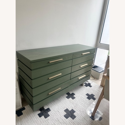 Used Crate & Kids Green Stripe Wide Dresser for sale on AptDeco
