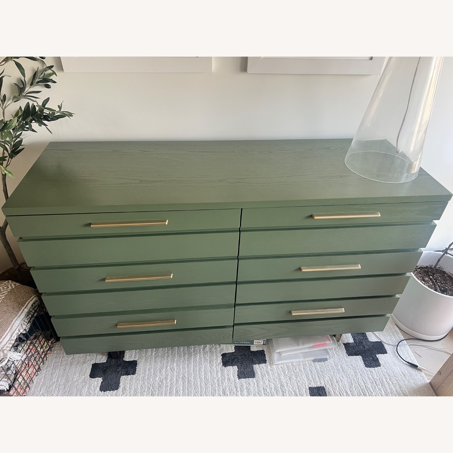 Crate & Kids Green Stripe Wide Dresser - image-10