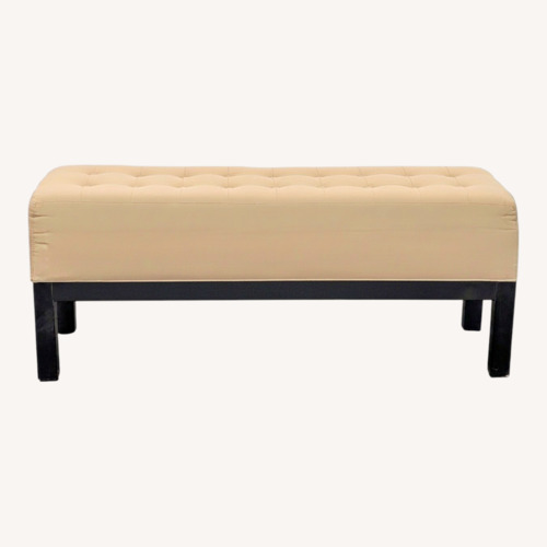 Used Button Tufted Bench on Wood Base for sale on AptDeco