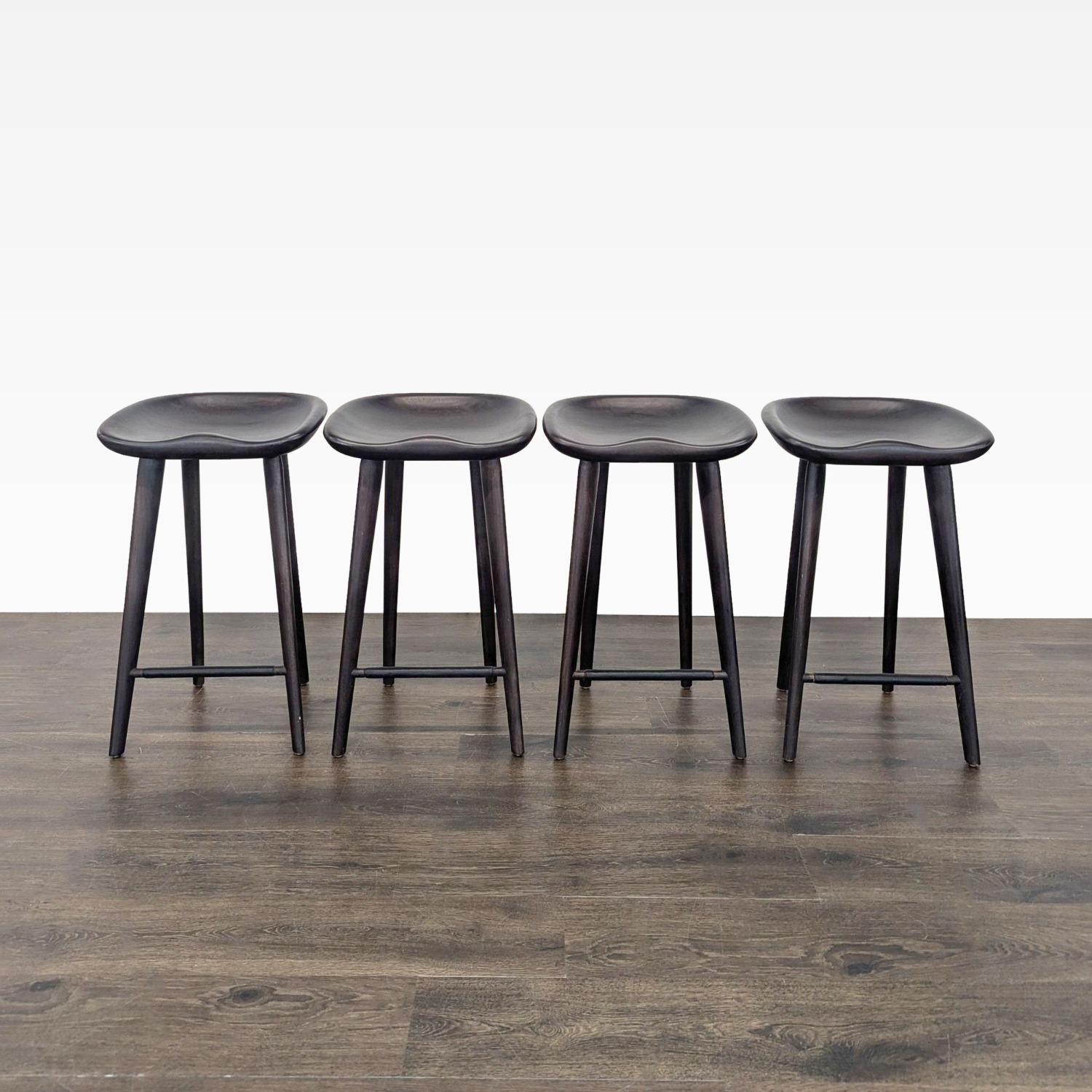 Set of Four Wood Saddle Stools	 - image-11