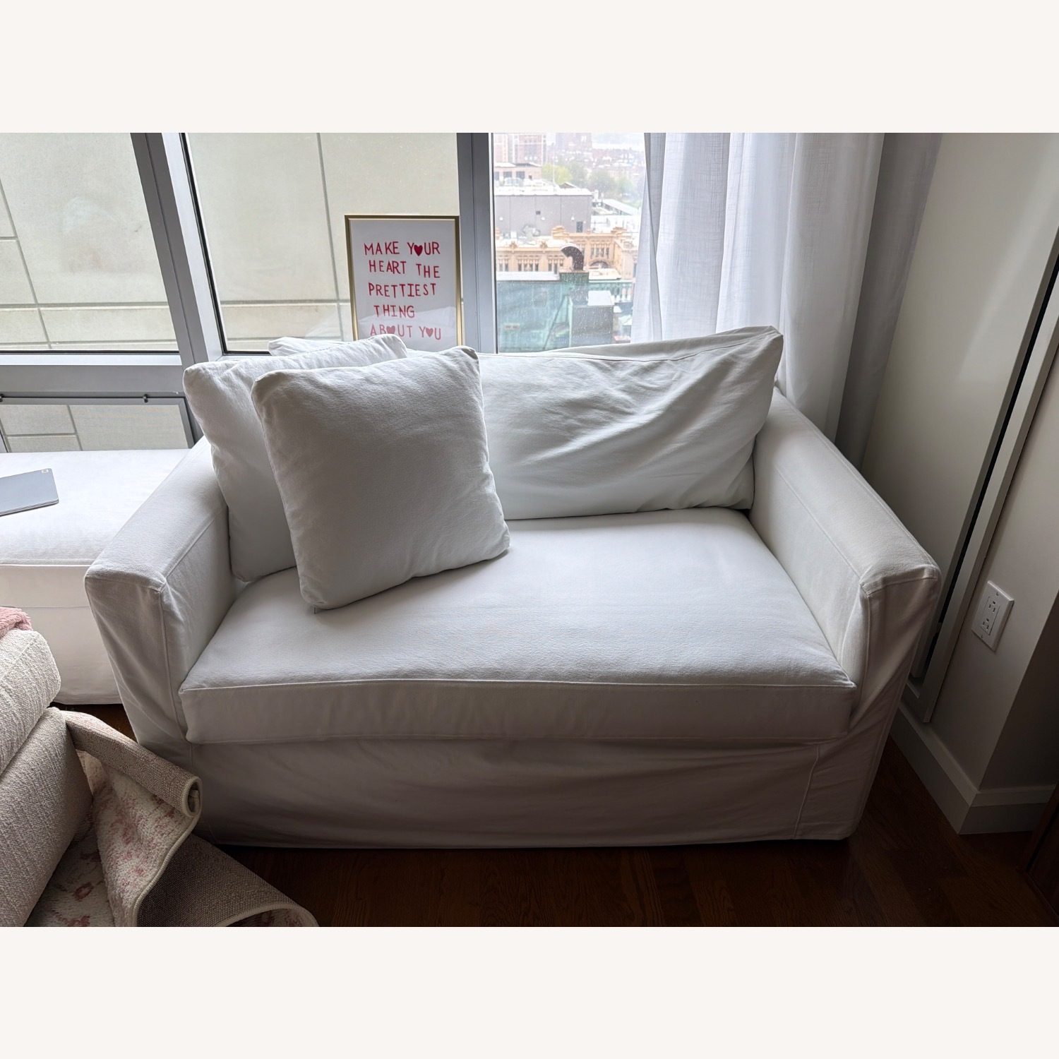 Crate & Barrel Willow II White Fabric Sleeper Sofa - image-1