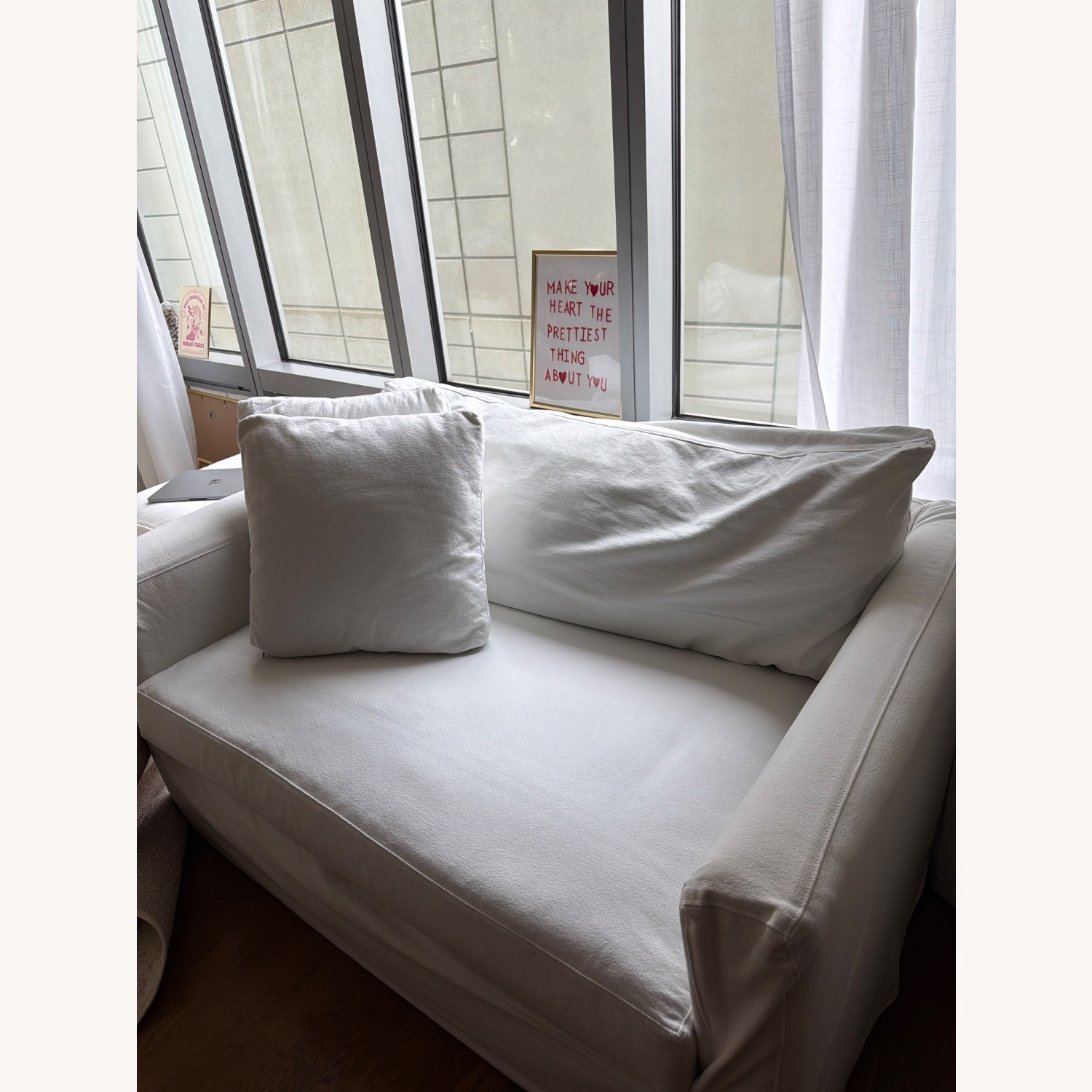 Crate & Barrel Willow II White Fabric Sleeper Sofa - image-2