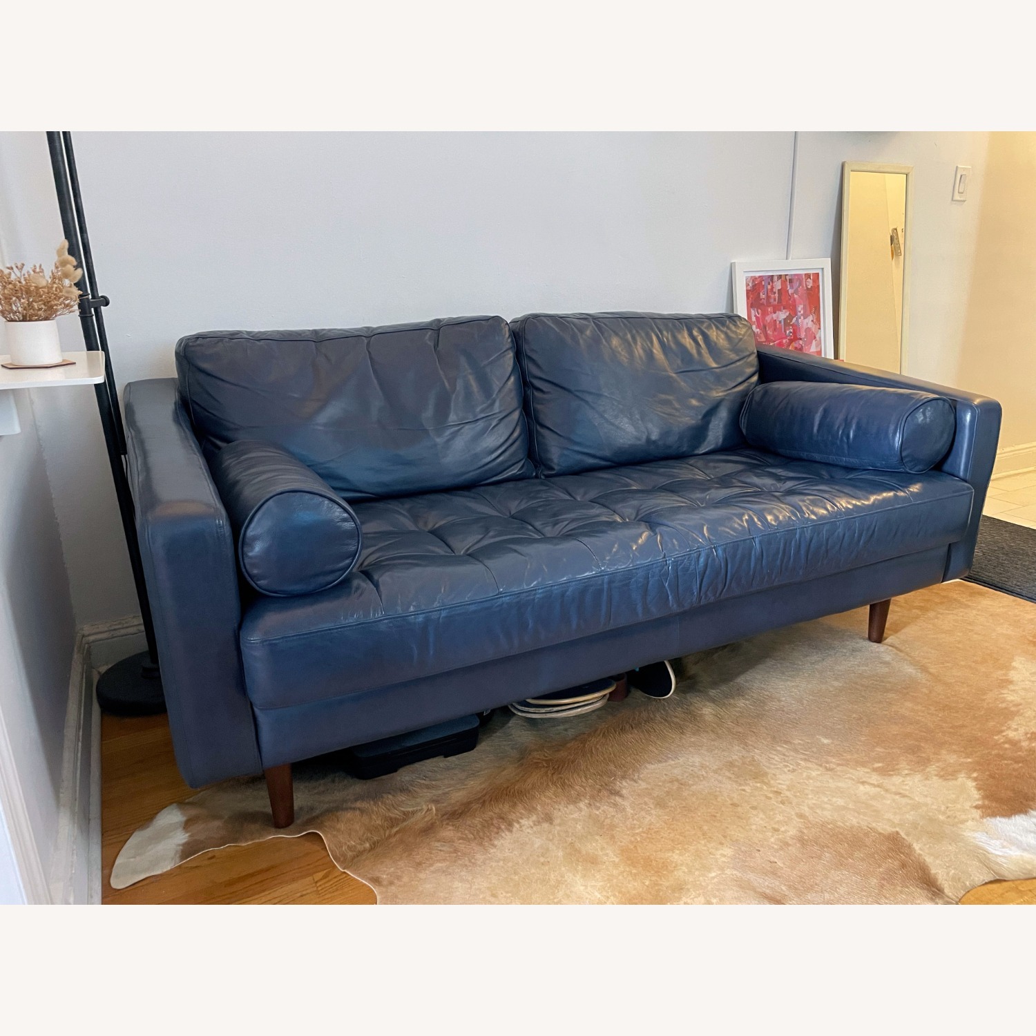 Poly and Bark Napa Blue Leather Sofa - image-1