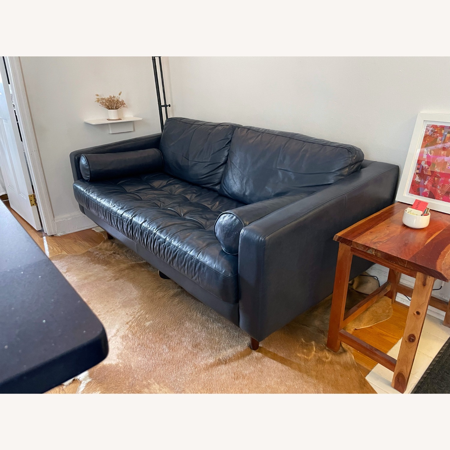 Poly and Bark Napa Blue Leather Sofa - image-3