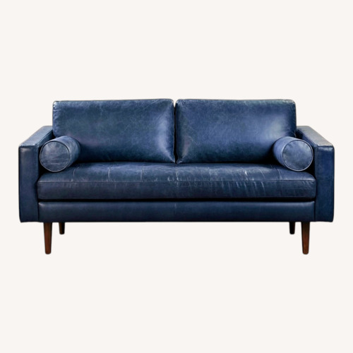 Used Poly and Bark Napa Blue Leather Sofa for sale on AptDeco