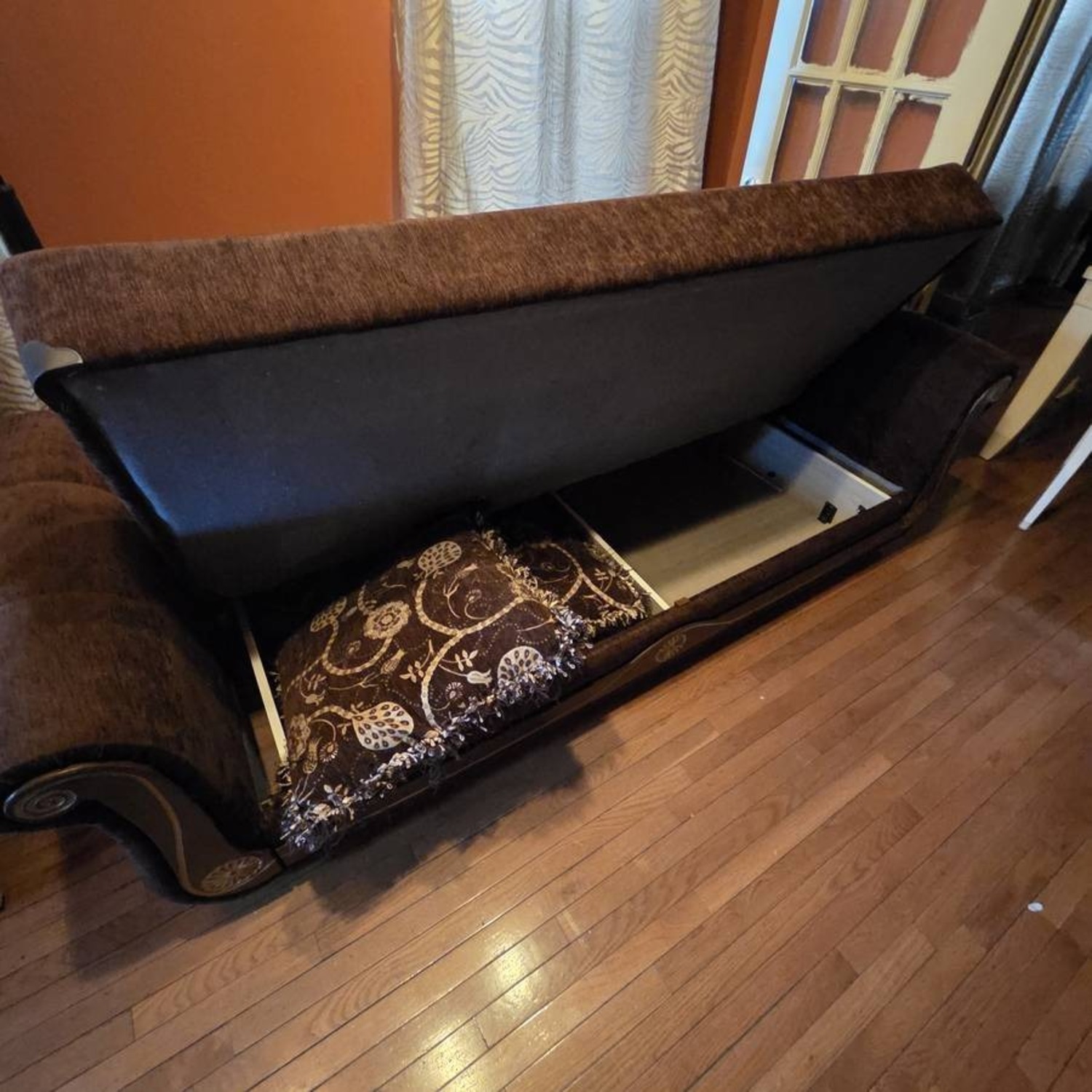 Dark Brown Fabric 3+ Seater Sofa - image-3