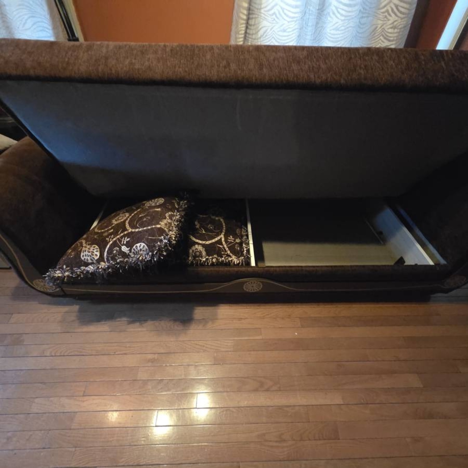 Dark Brown Fabric 3+ Seater Sofa - image-4