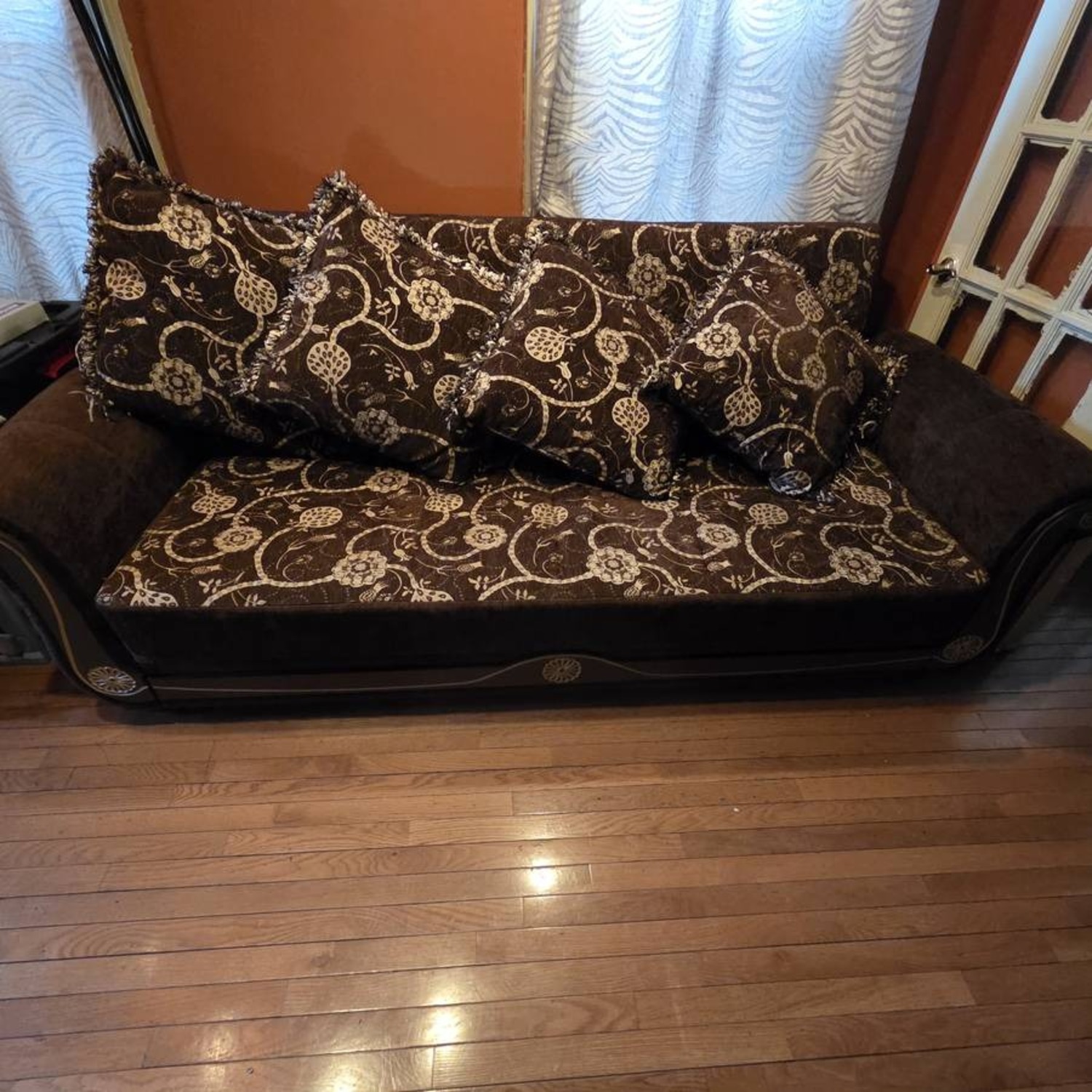 Dark Brown Fabric 3+ Seater Sofa - image-5