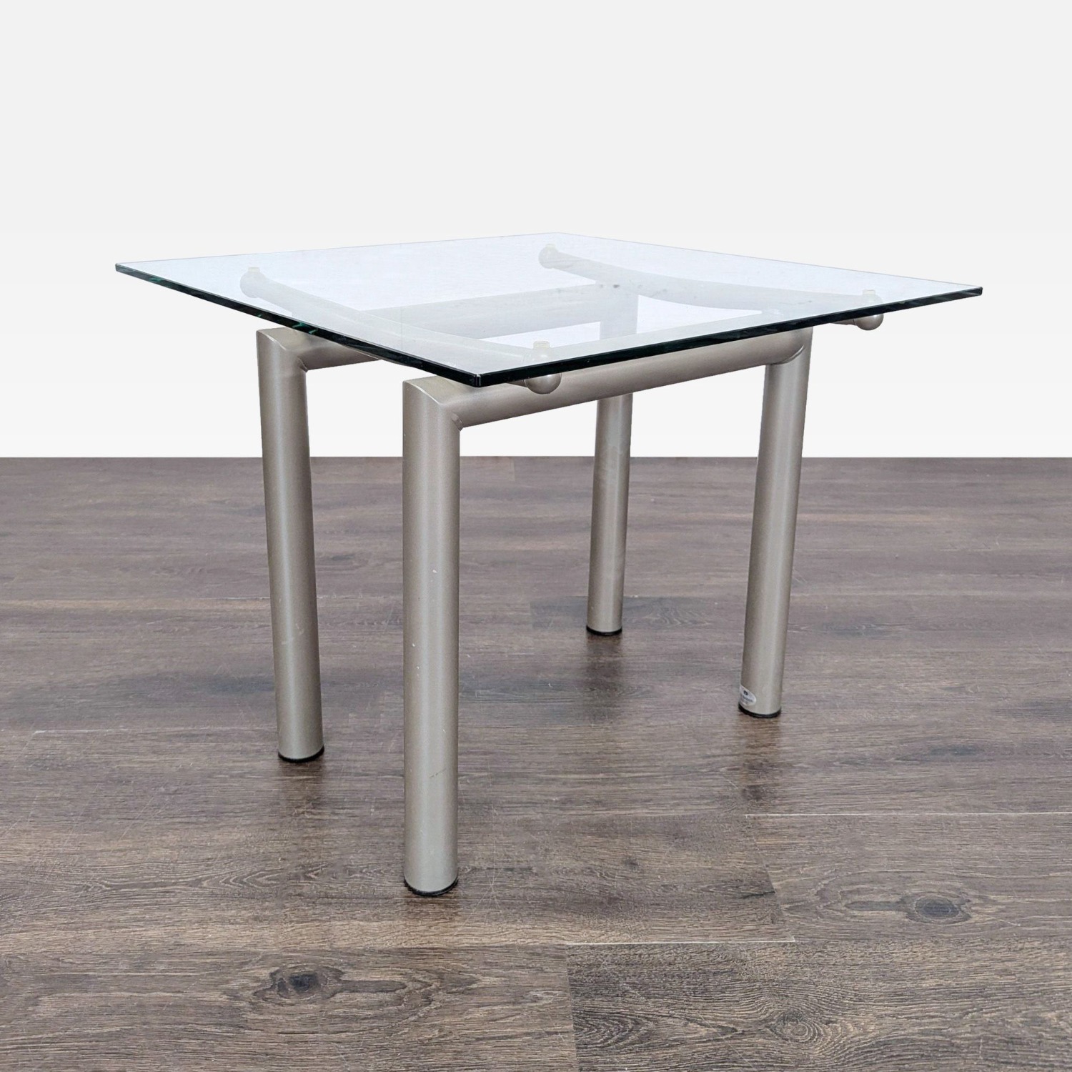 Roy & Benot Glass Top End Table on Metal Base - image-7