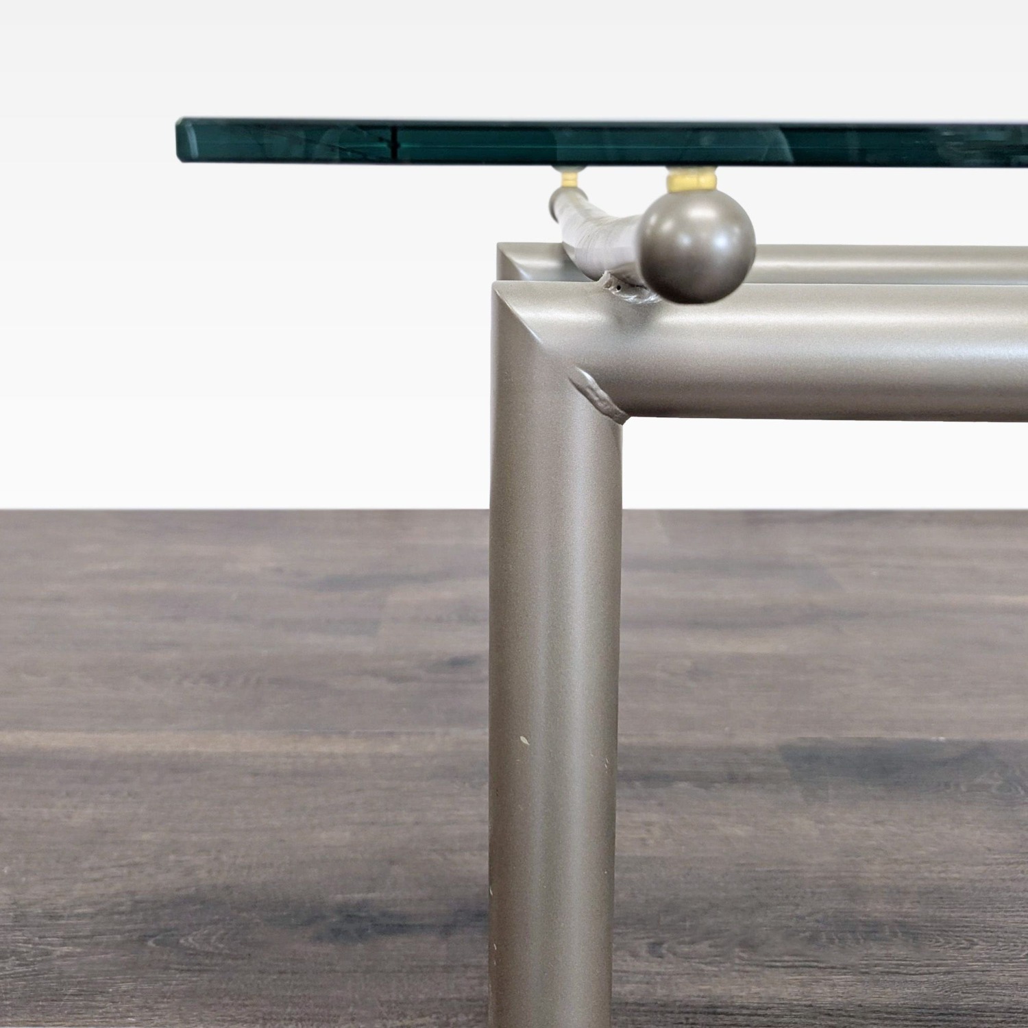 Roy & Benot Glass Top End Table on Metal Base - image-3