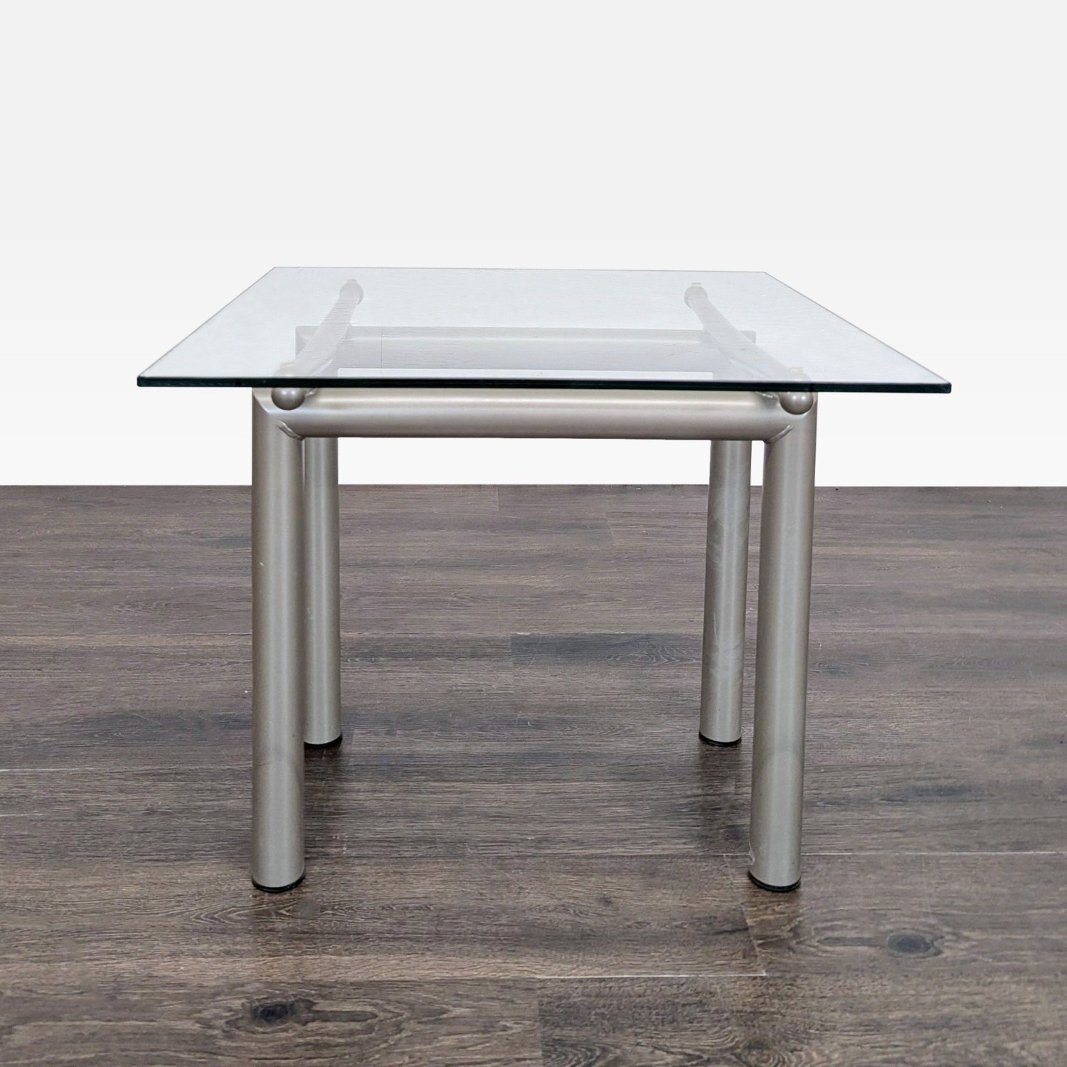 Roy & Benot Glass Top End Table on Metal Base - image-5