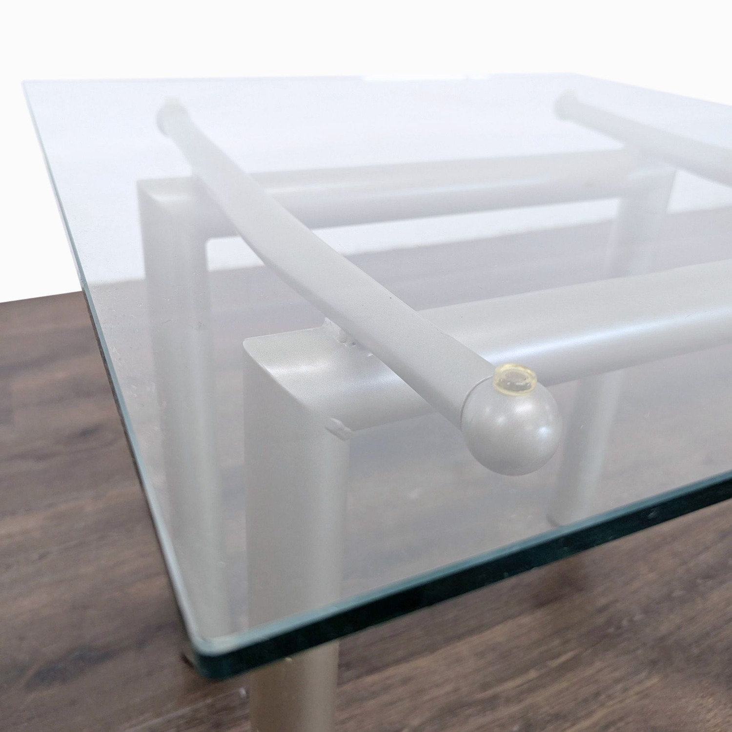 Roy & Benot Glass Top End Table on Metal Base - image-4