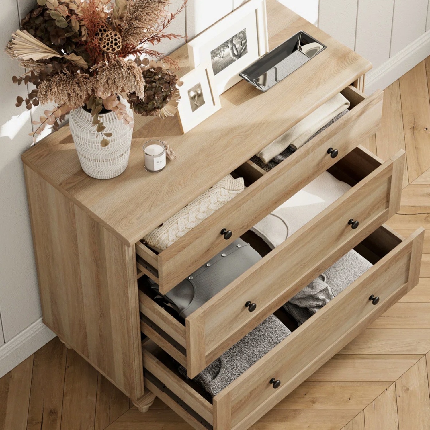 Scarlett Nightstand For Bedroom With 3 Drawers - image-13