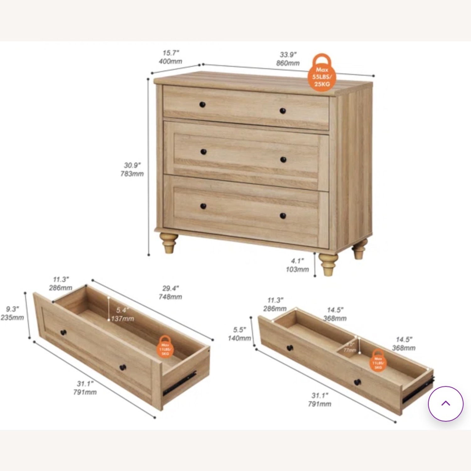 Scarlett Nightstand For Bedroom With 3 Drawers - image-11