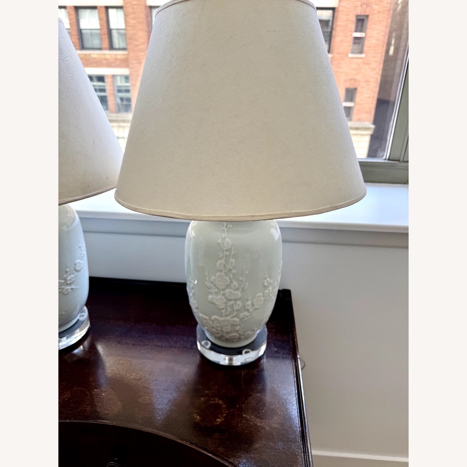 Custom Pale Blue Antique Porcelain Table Lamps - image-4