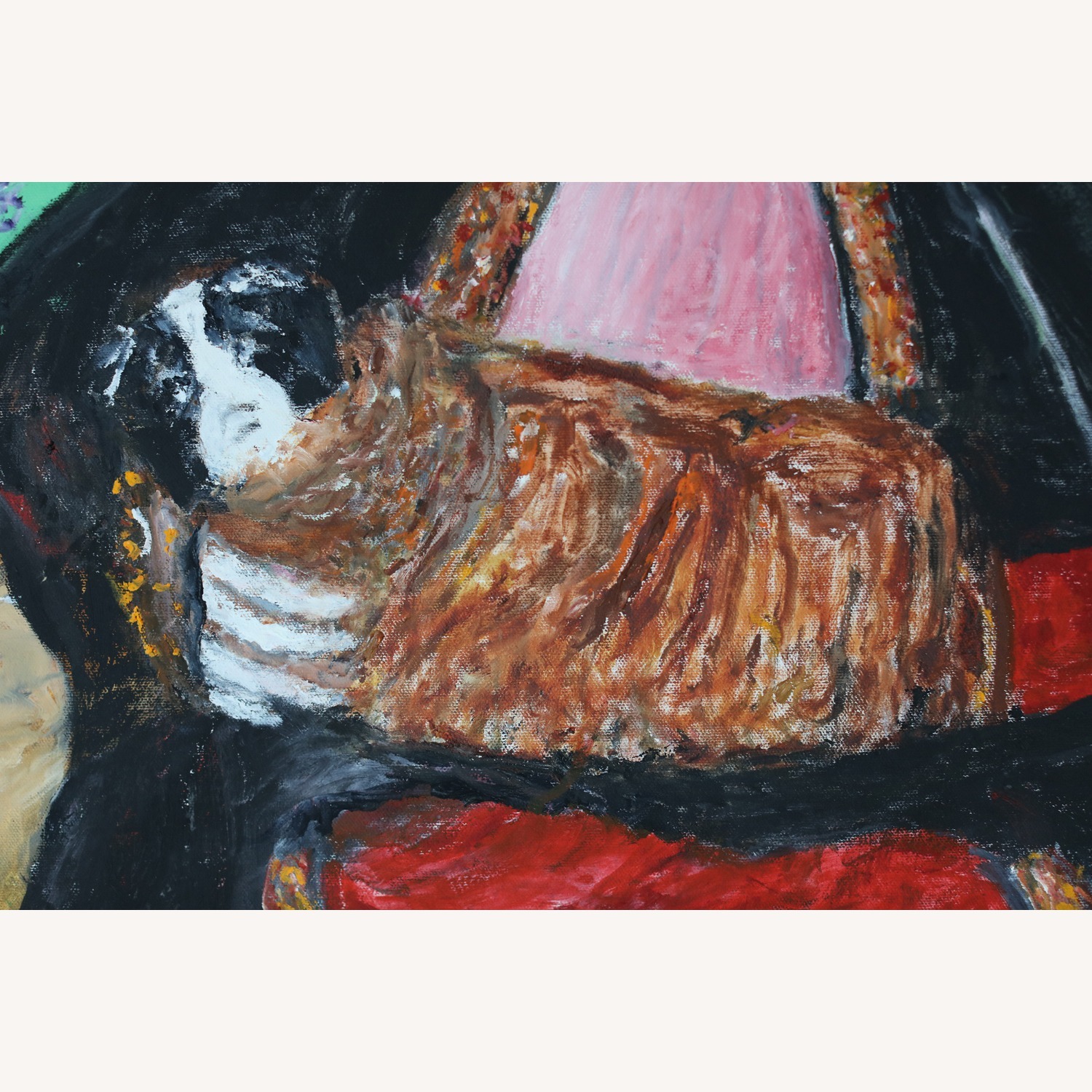Original Oil Painting Woman Holding Dog - image-8