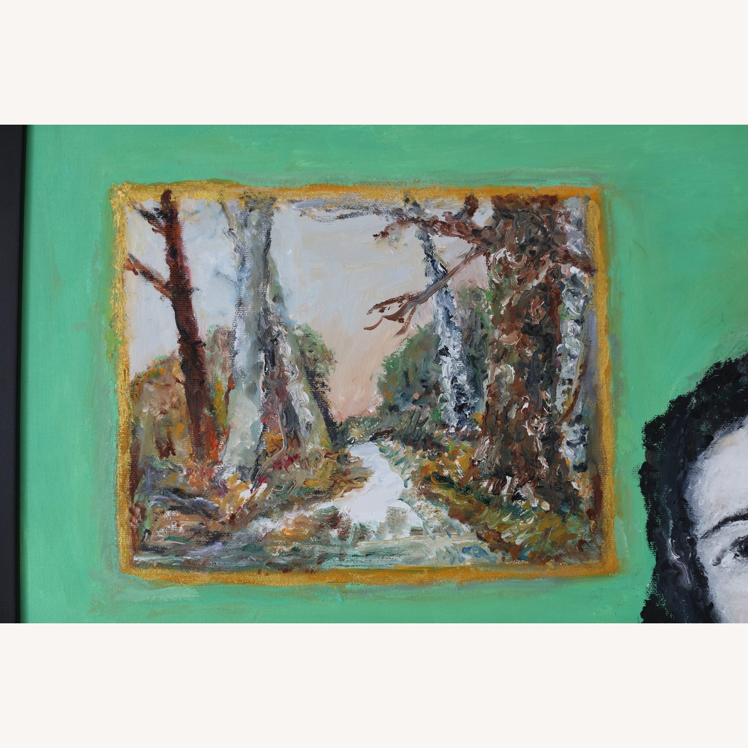Original Oil Painting Woman Holding Dog - image-2