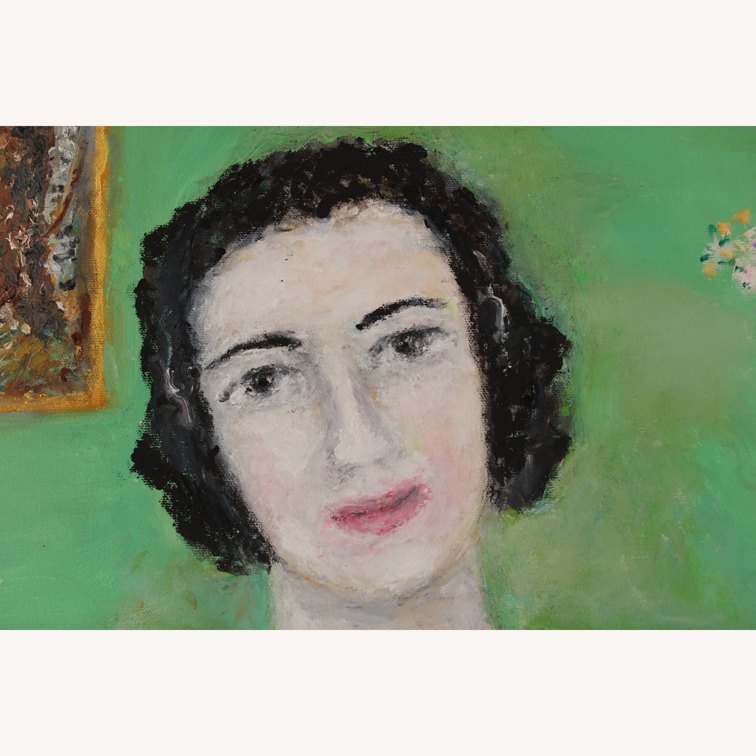 Original Oil Painting Woman Holding Dog - image-3