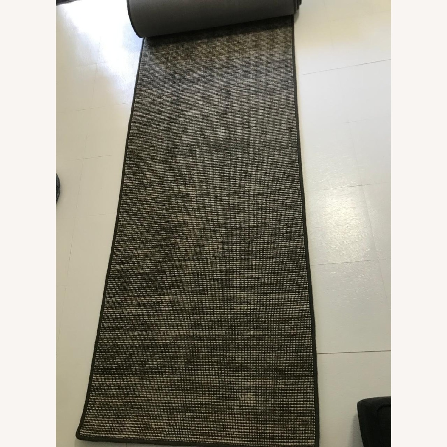 Dark Gray Wool Runner Rug 2.8' x 14.7' - image-1