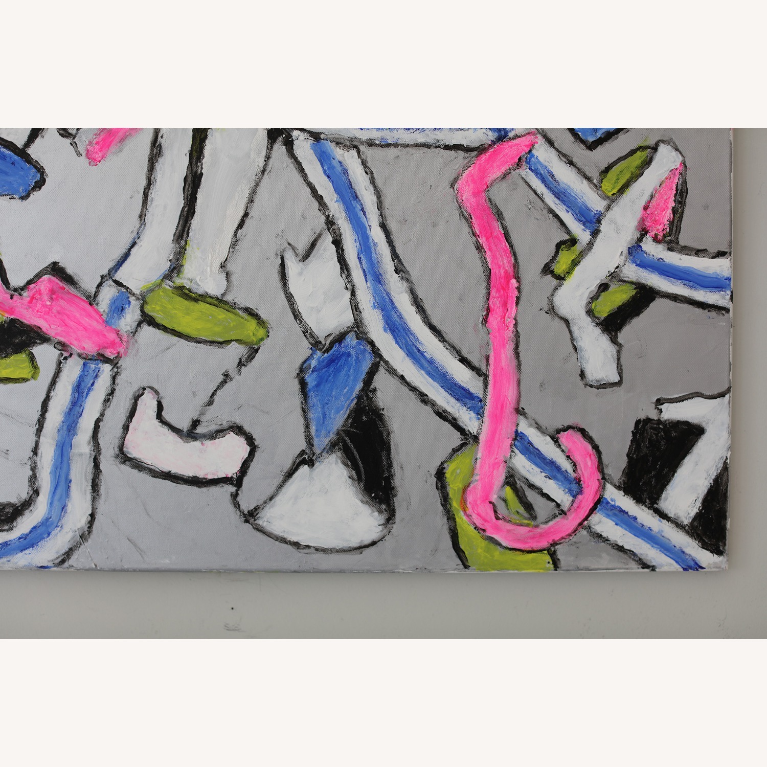 Original Abstract Painting with Silver Background - image-3
