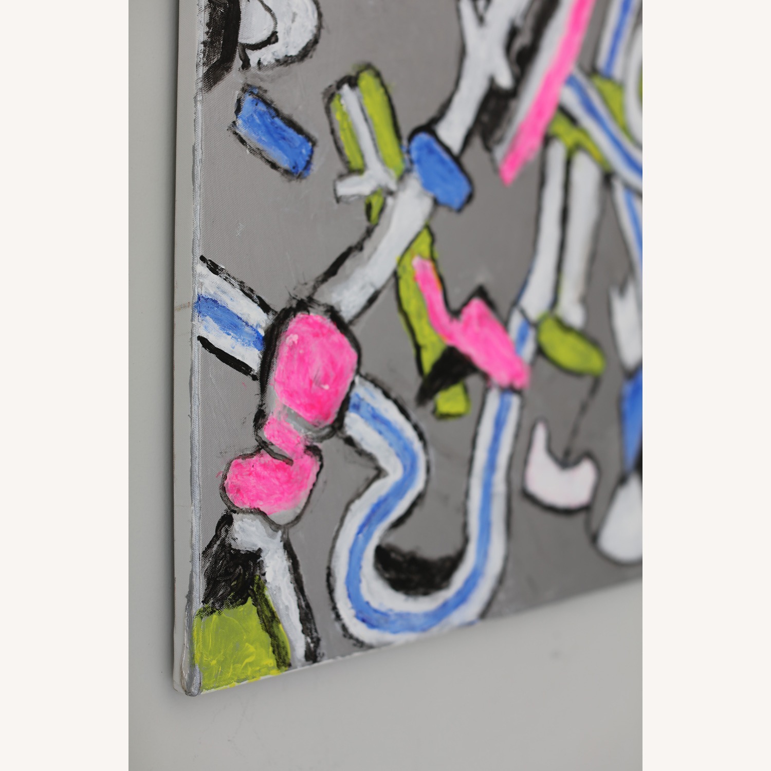 Original Abstract Painting with Silver Background - image-5