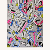 Original Abstract Painting with Silver Background