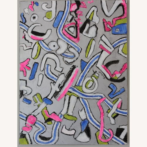 Used Original Abstract Painting with Silver Background for sale on AptDeco