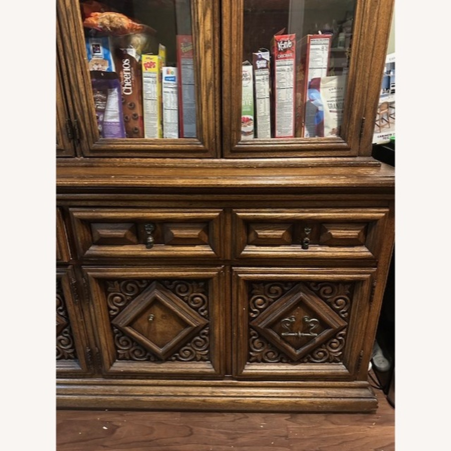Dark Brown Wood Wall Unit - image-2